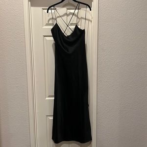 Cowl back black satin Topshop Dress